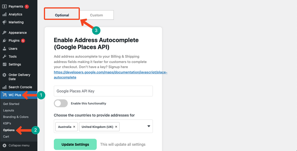 enable address autocomplete